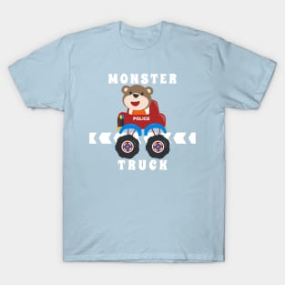 Cartoon vector of monster truck with little animal driver. T-Shirt